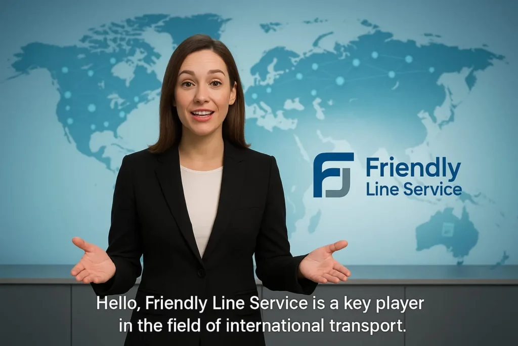 Présentatrice professionnelle avec logo Friendly Line Service